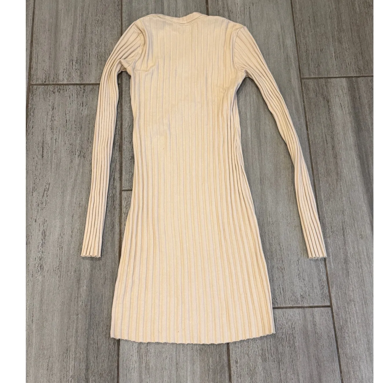 Cotton Citizen Capri Mini Dress Womens XS Beige Oatmeal Ribbed Cutout Asymmetric - Image 6