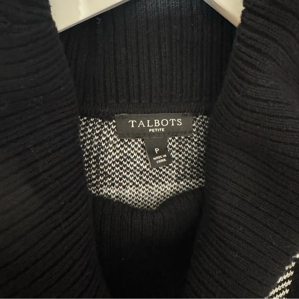 Talbots Cashmere Blend Buffalo Plaid Sweater Dress Black White Size P XS - Image 10