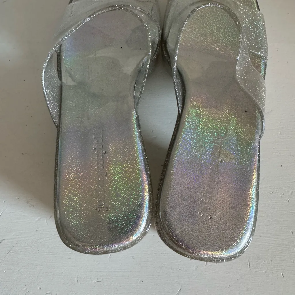 Jeffrey Campbell Bubblegum silver iridescent jelly platform heel sandals size 7 - Image 6