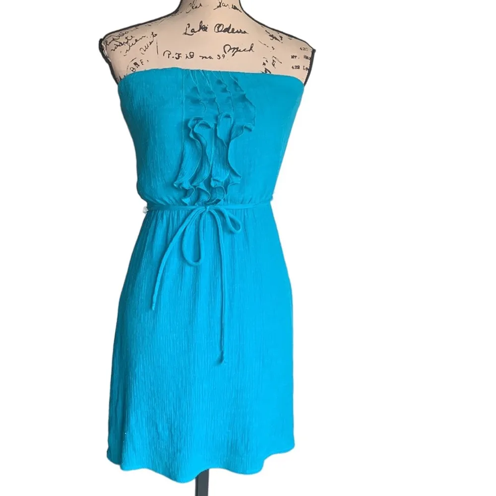 Speechless Strapless Ruffled Turquoise Dress Sz Medium - Image 2