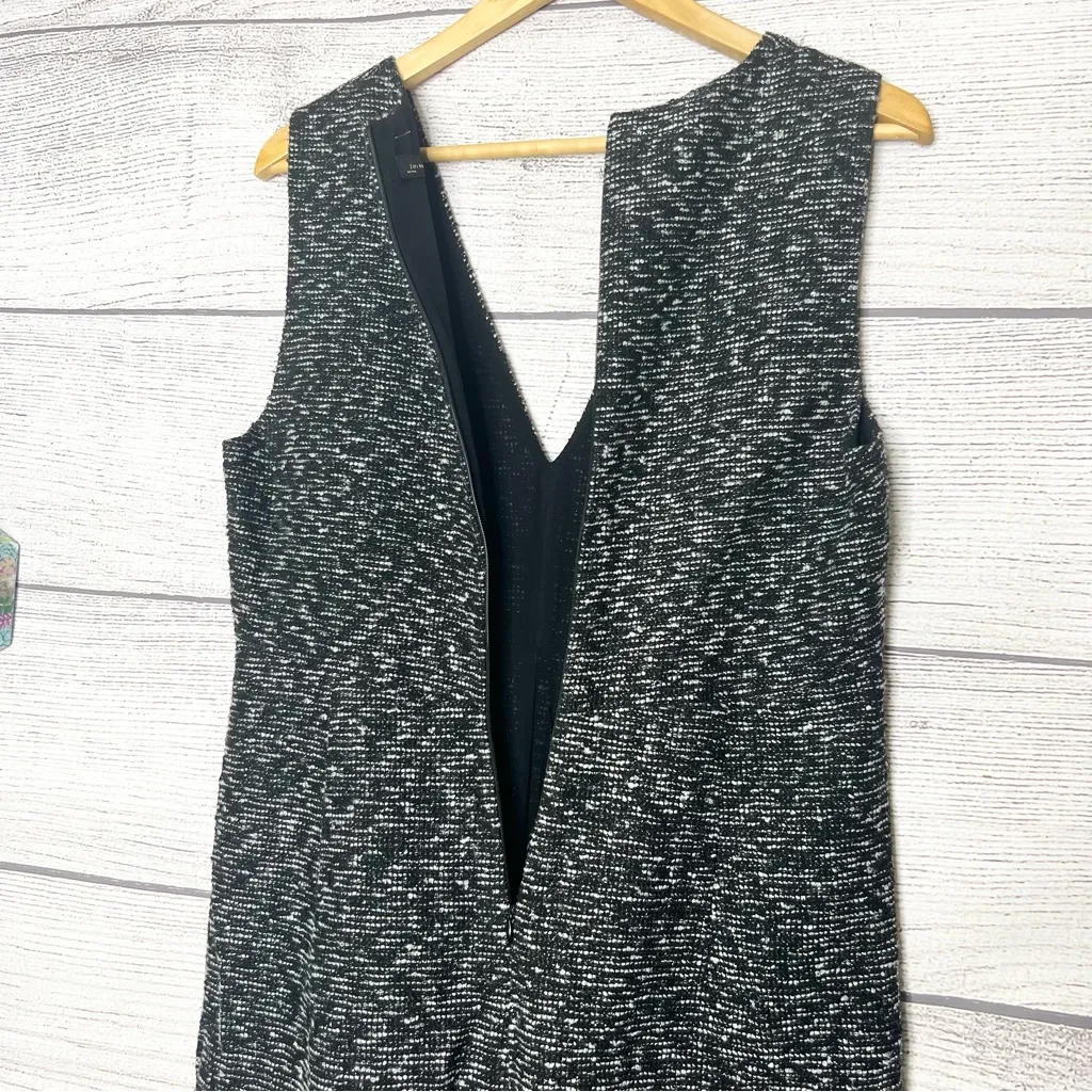 Zara Woman Black & Gray Textured Tweed Wide Leg Jumpsuit Size Medium - Image 7