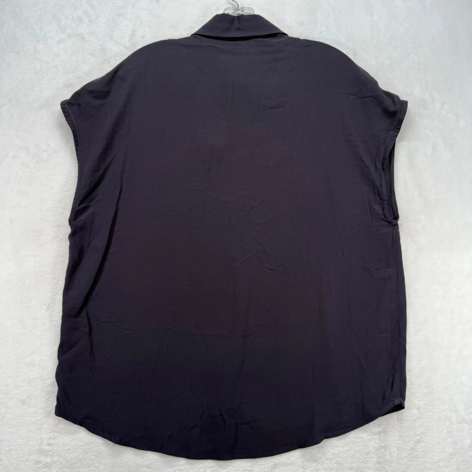 Mod Ref Sleeveless Button‎ Down Top Relaxed Fit Collared Blouse Black S - Image 7