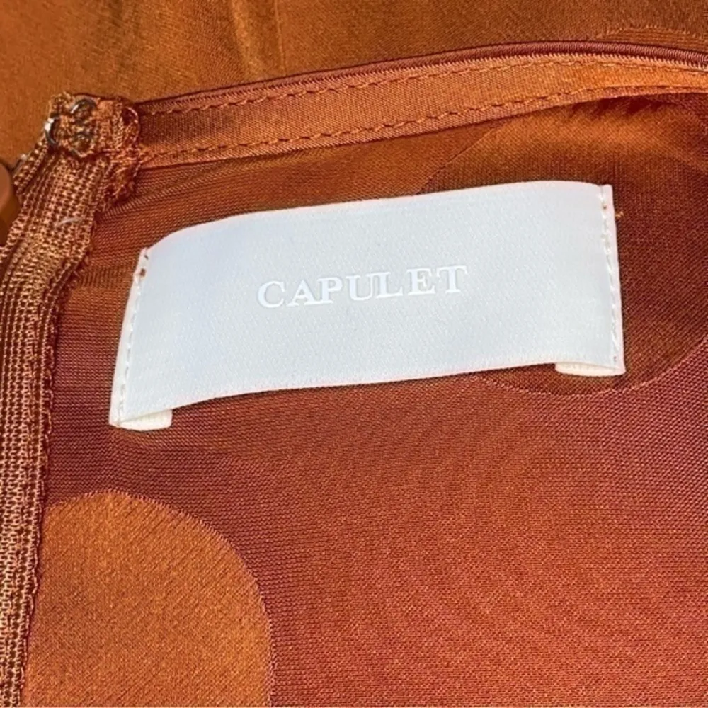 Capulet Women’s Size XS Rust Burnt Orange Evelyn Deep V Polka Dot Dress - Image 11