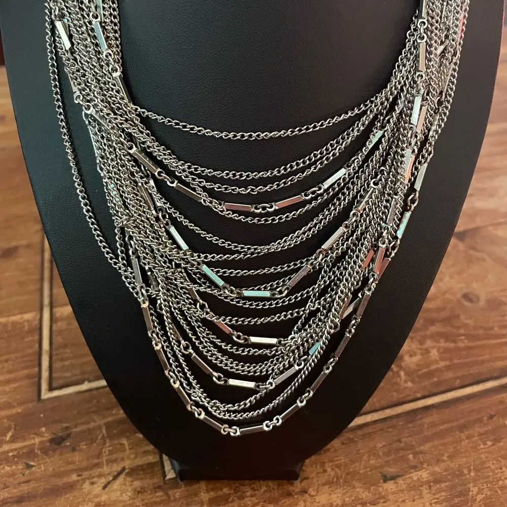 Vintage Kramer Multi Strand Necklace Silver - Image 13