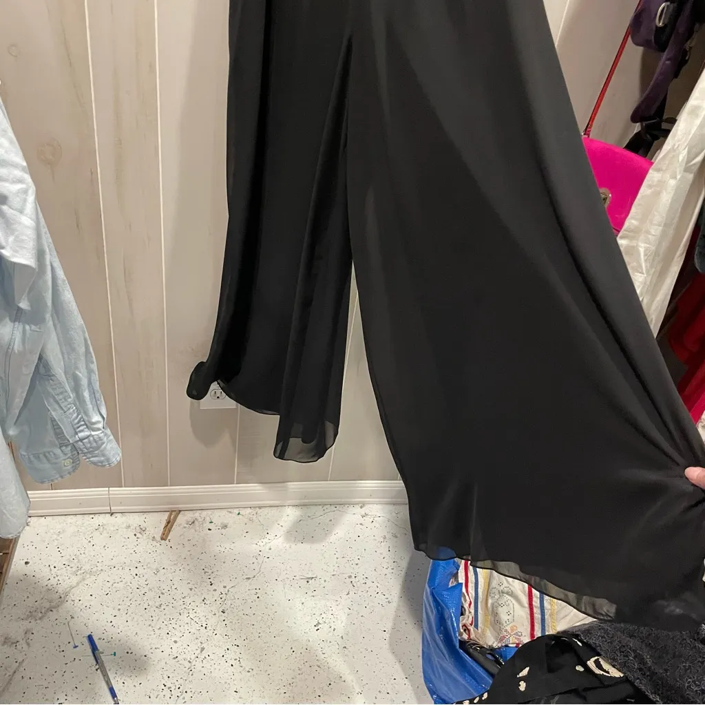 Cute Alex Evenings super wide leg chiffon elegant elastic waist pull on pants - Image 9