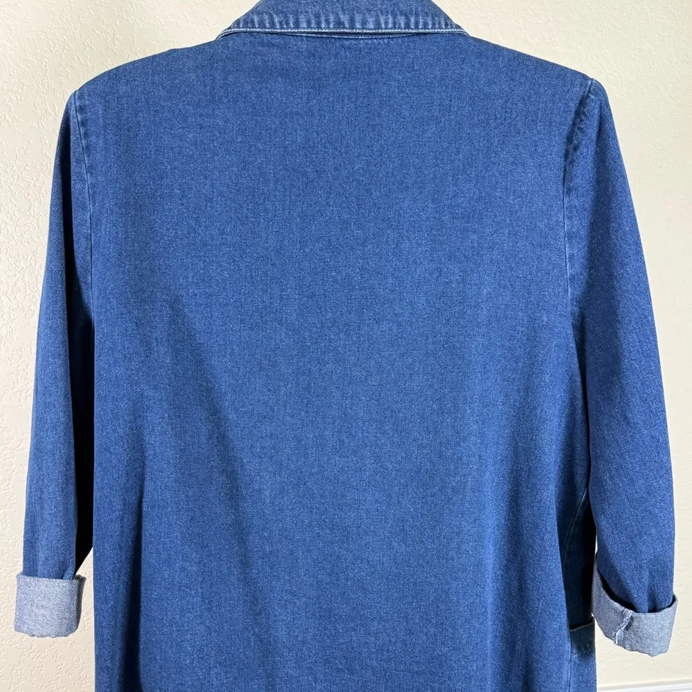 Oversized Denim Blazer Jacket Large Vintage 90s Casual Jean Slouchy Cotton Blue - Image 7