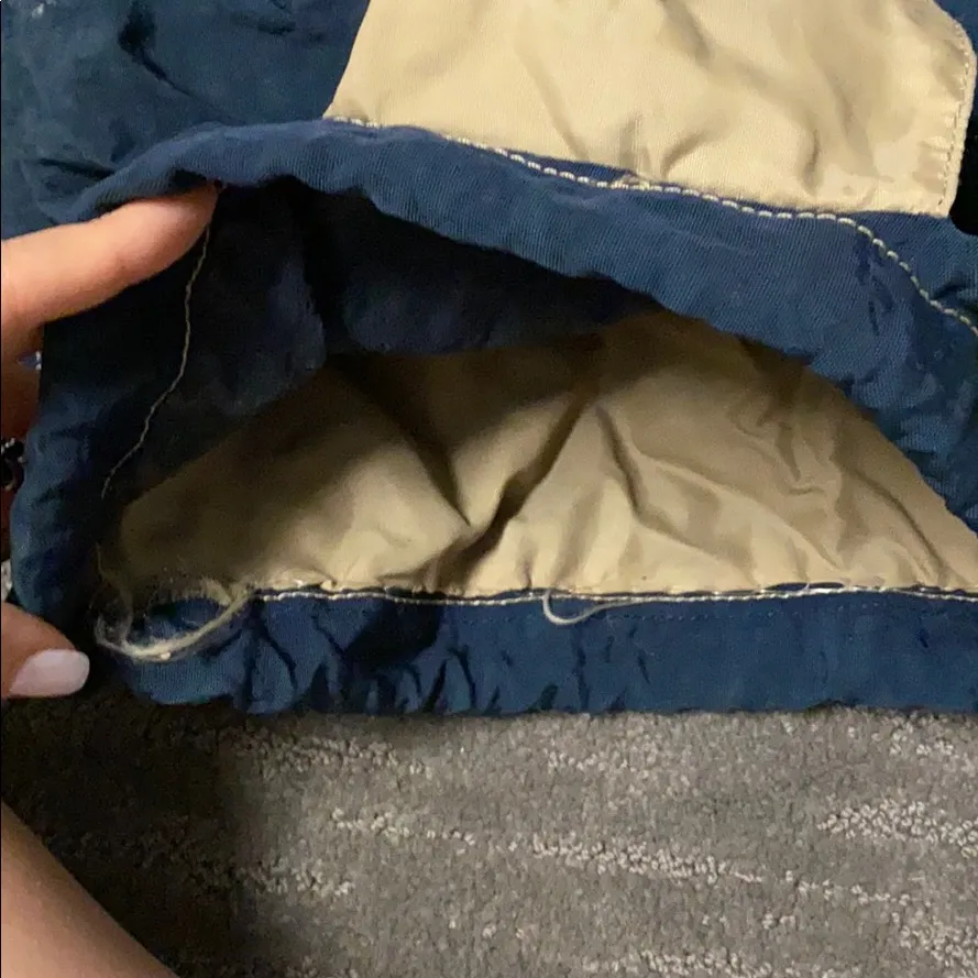 Women Vintage Kipling small navy and light brown backpack  monkey still attached - Image 4