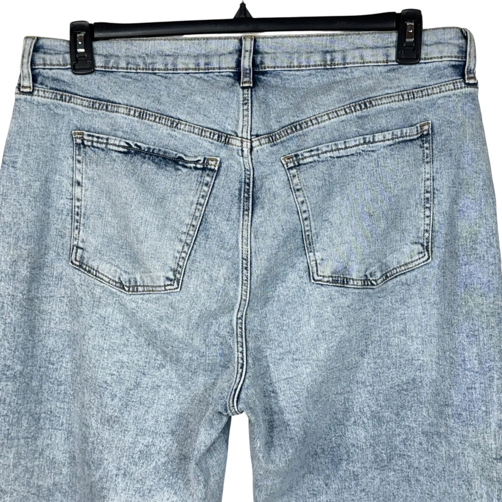 Old Navy SZ 20 Sky-Hi Straight Cropped Jeans Zip-Fly Nicky Wash Cuffed Pockets - Image 4