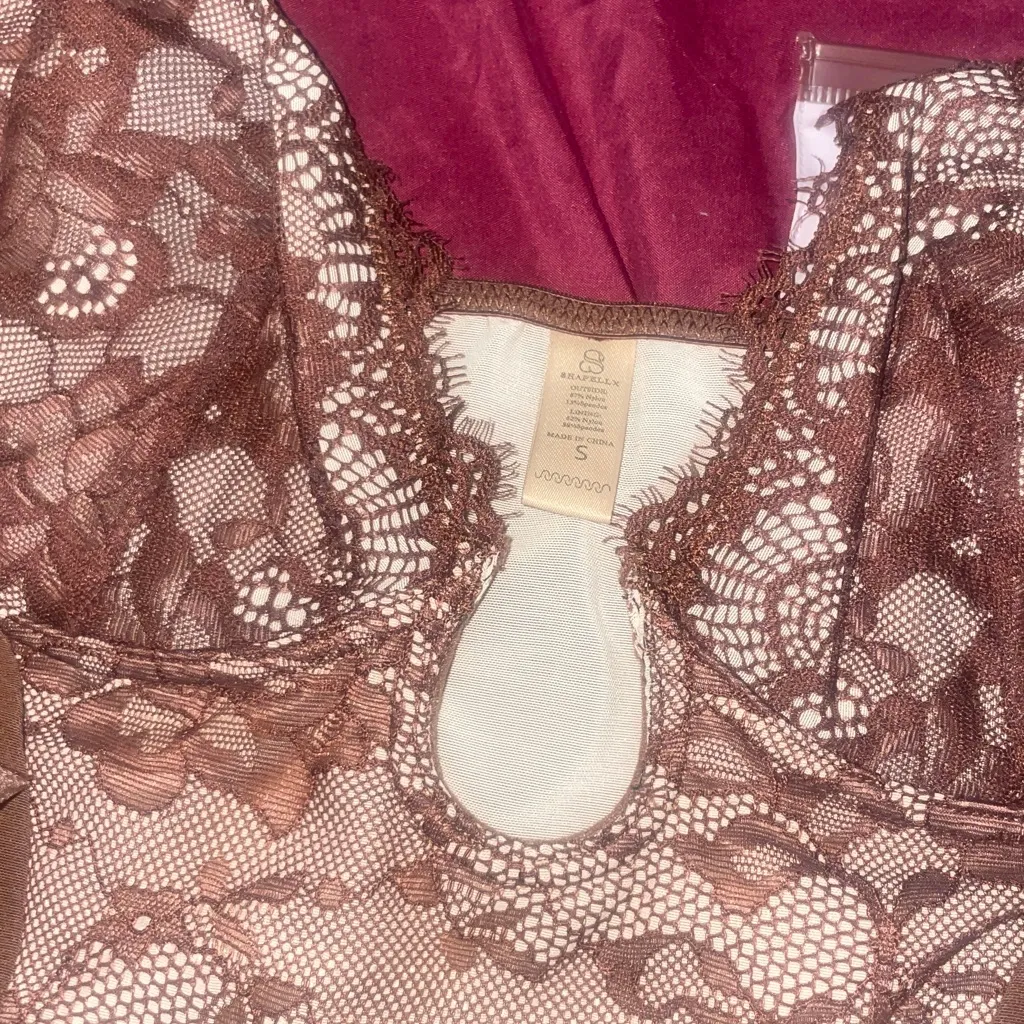 SHAPELLX Shapewear for Women Tummy Control Lace Bodysuit Brown - Image 12