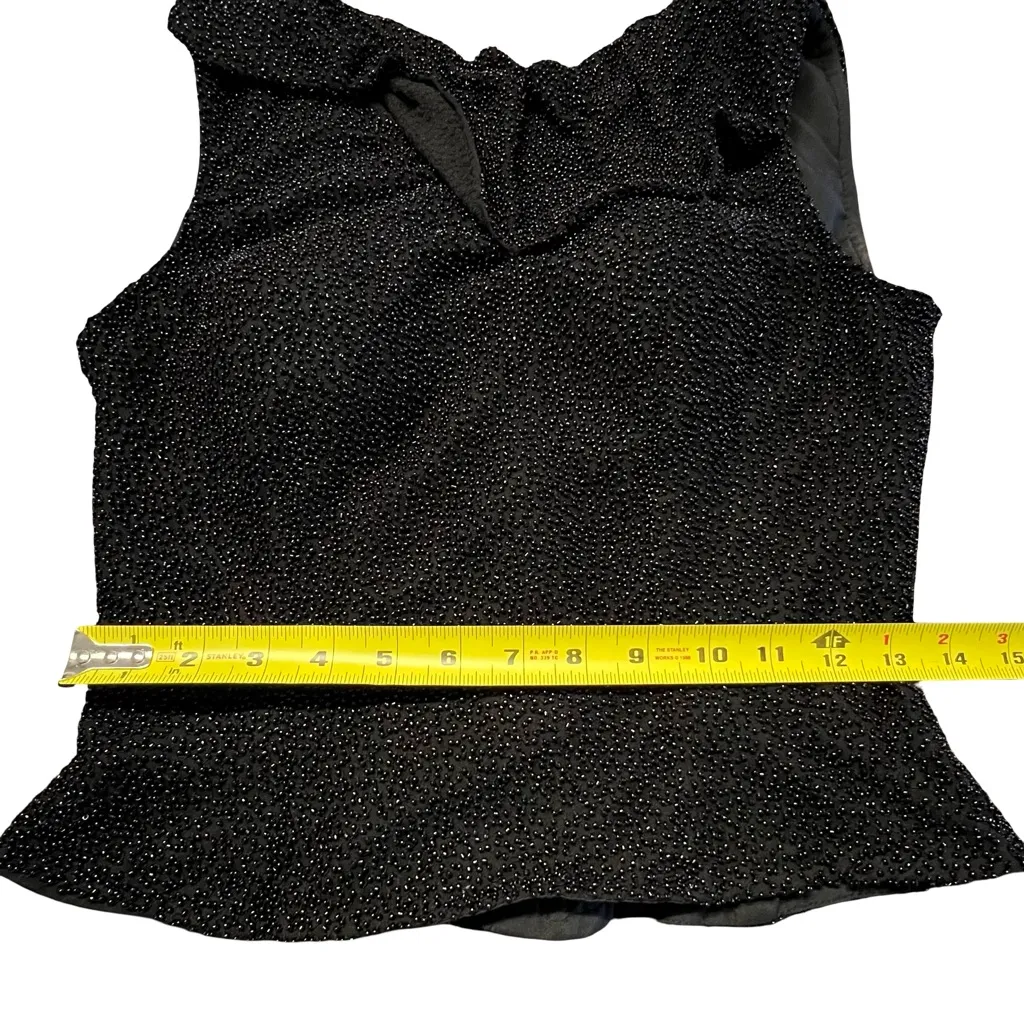 Cecily Brown Womens Silk Beaded Evening Top Size S Sleeveless Formal Cocktail Black - Image 7