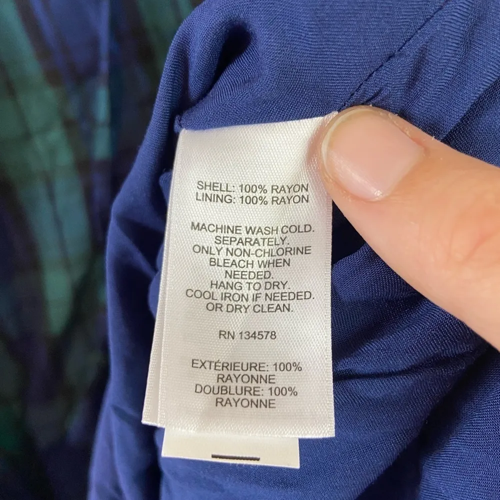 VINEYARD VINES Blackwatch Smocked Ruffle Dress Women's Size XXL Green - Image 4