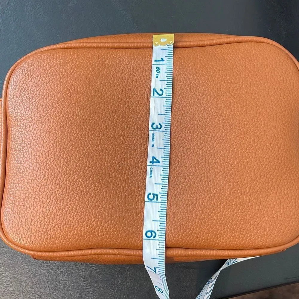 AH•DORNED Crossbody Bag‎ w/strap. Vegan leather. Camel colored Tan - Image 11