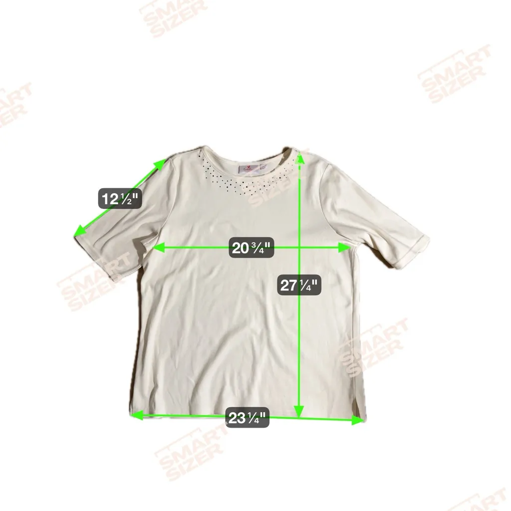 Quacker Factory  IVORY WHITE ROUND NECK RHINESTONE SHORT SLEEVE LARGE‎ - Image 10