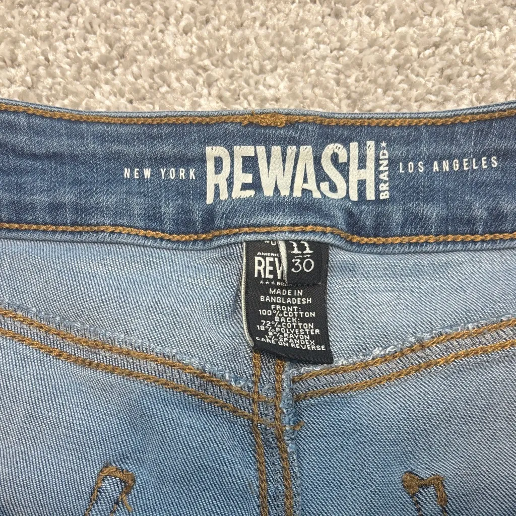 REWASH  Distressed‎ Blue Jean Shorts size 11  size 30 - Image 2