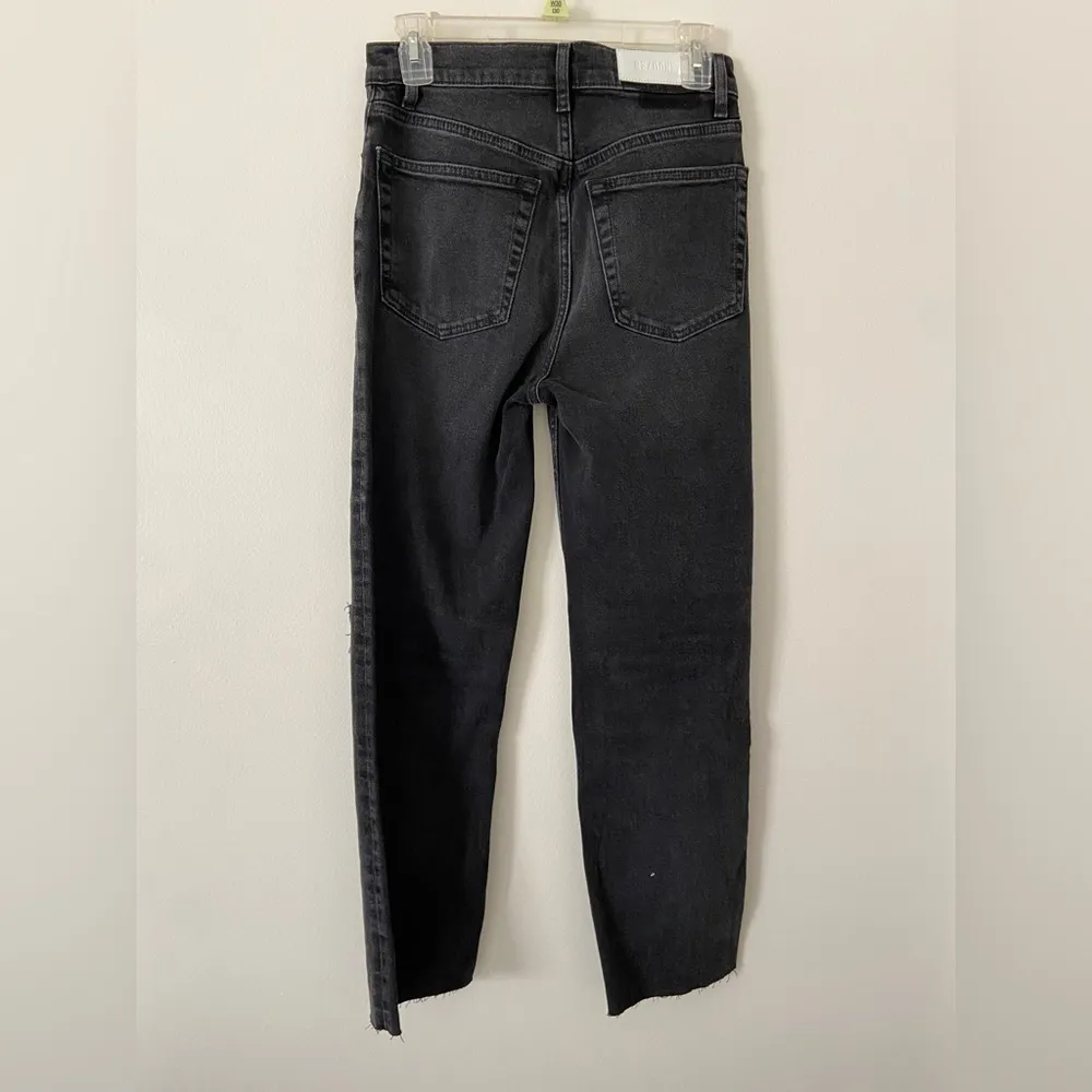 NEOT REDONE high waist straight leg ripped jeans in black size 26 - Image 2