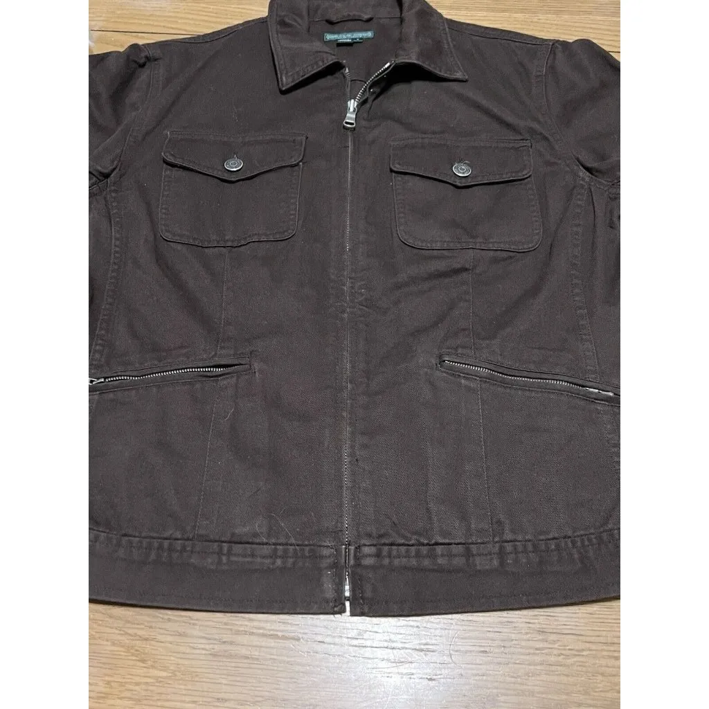 Lauren Jeans Company cropped jacket brown jean jacket size Large Classic Denim - Image 5