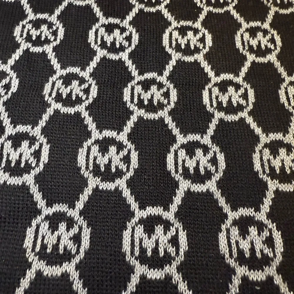 MICHAEL Michael Kors Infinity Scarf Logo Black Gray Silver Sparkle Diamond - Image 7