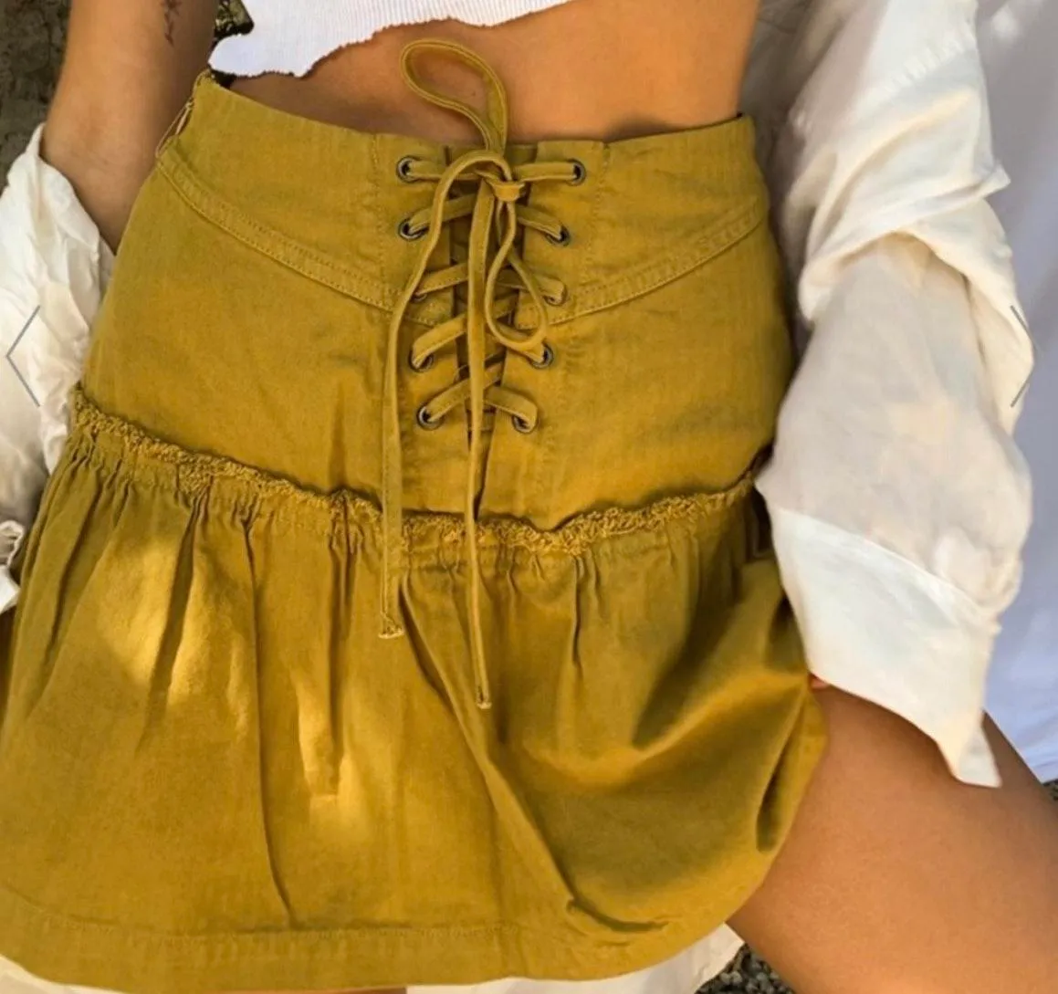 NWT  Positano denim lace up skirt size 0 - Image 3