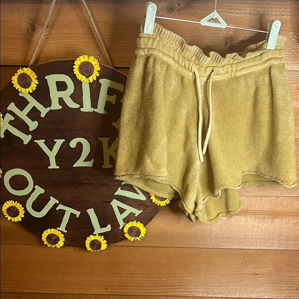 Free People Summertime Blues Knit Golden Palm Short Tie Pocket High Rise - Image 2