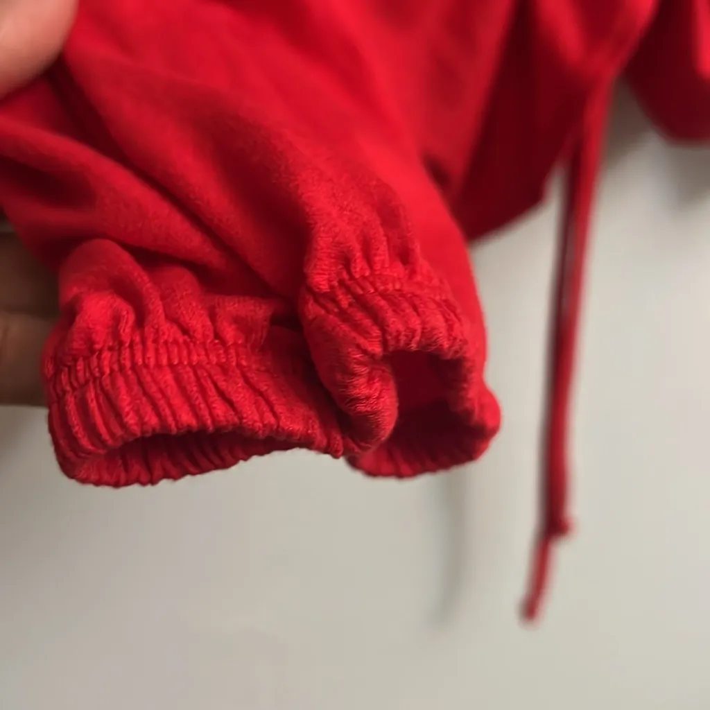 Chic Red Ruched Blouse Fairycore Y2K Holiday Party Size L - Image 5