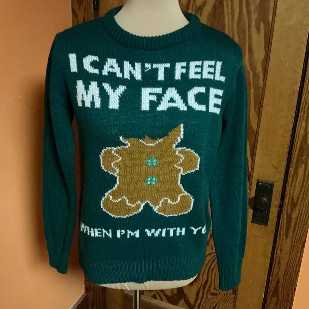 Unique Gingerbread Man Holiday Sweater Green Size M - Image 9