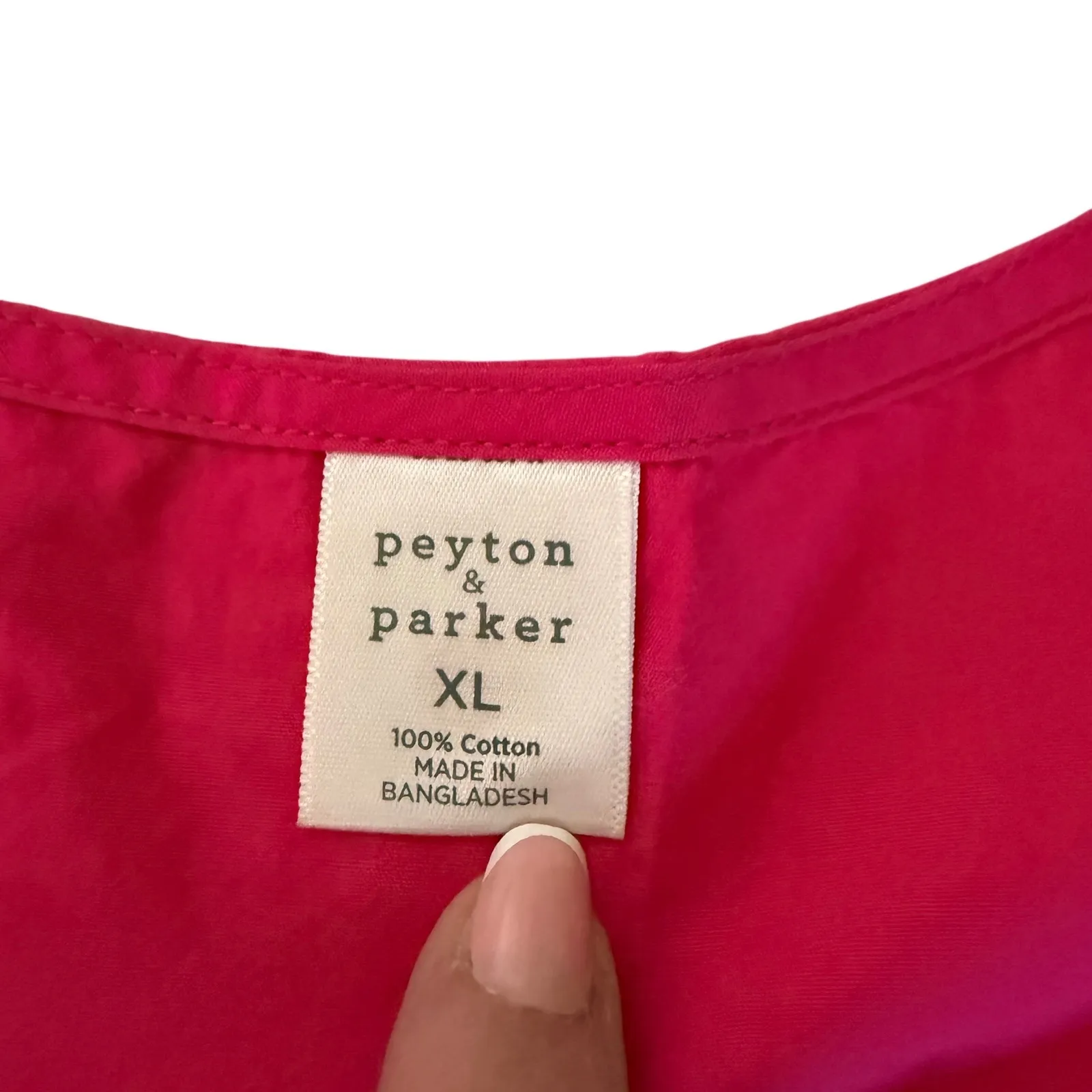 Peyton Parker Tiered Maxi Dress Hot Pink V Neck Short Sleeve Cotton XL Vacation - Image 2