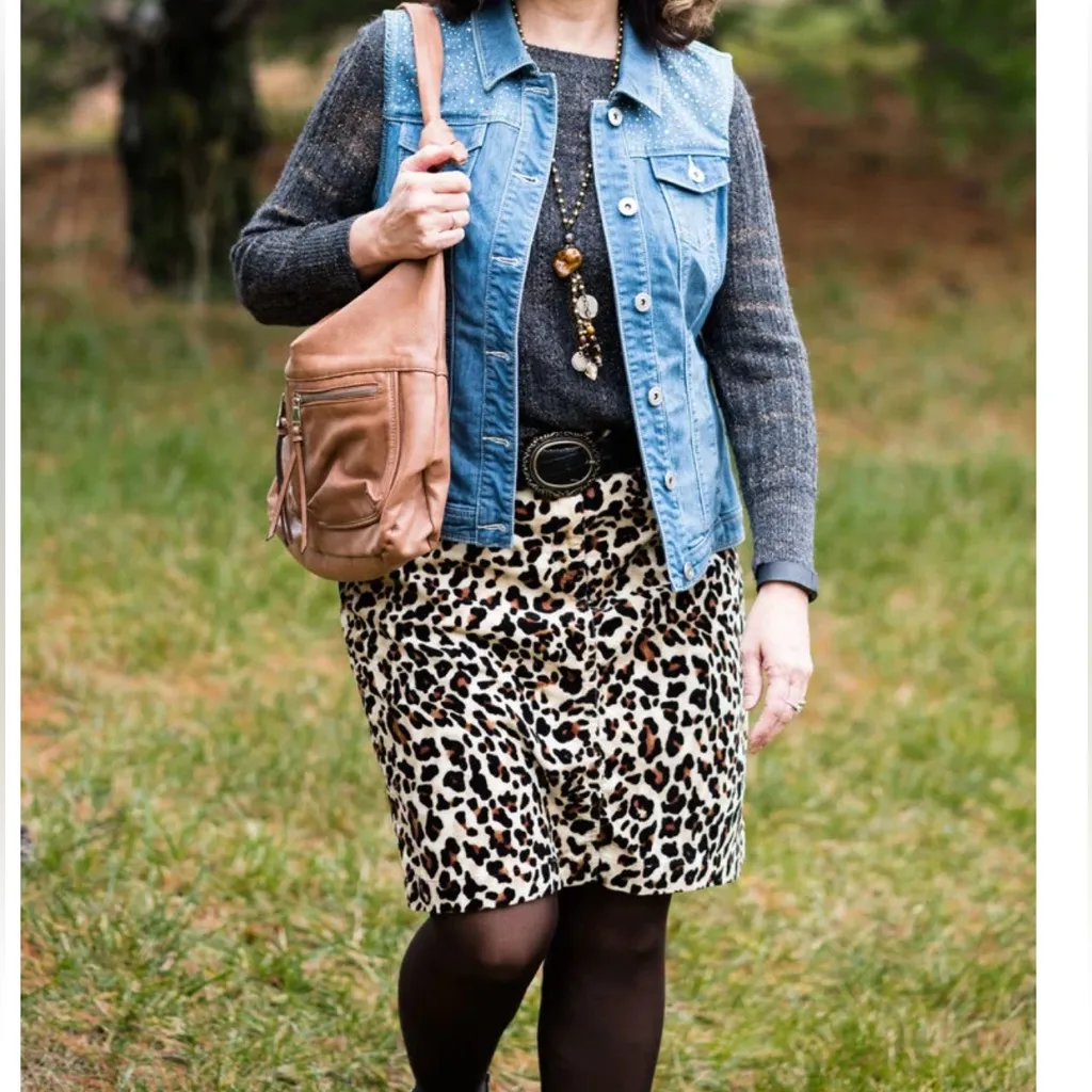 Spense Brown Leopard Print Skater Skirt Size M - Image 3