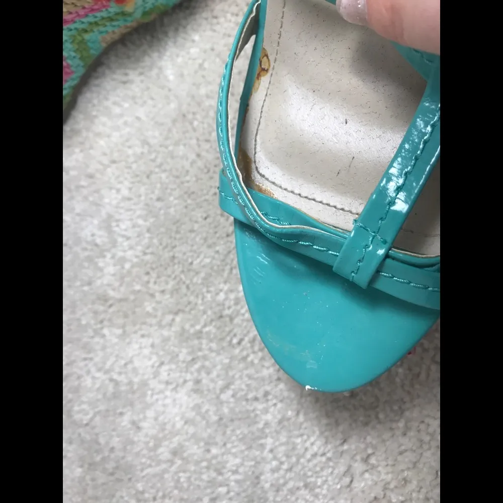 Maddi Teal Multicolor Platform Wedge Sandals - Image 5
