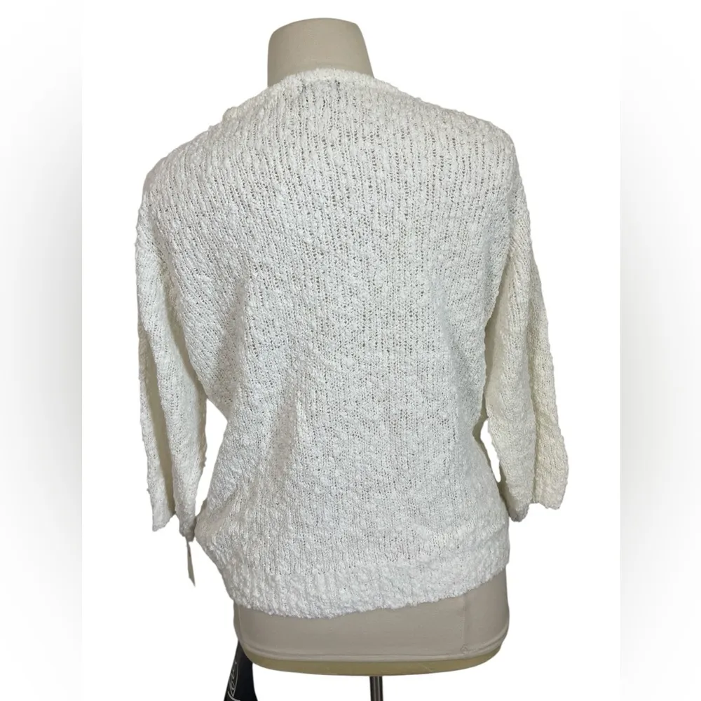 Vintage Koret Floral Textured Knit Pull Over Sweater grannycore White Size XL - Image 3
