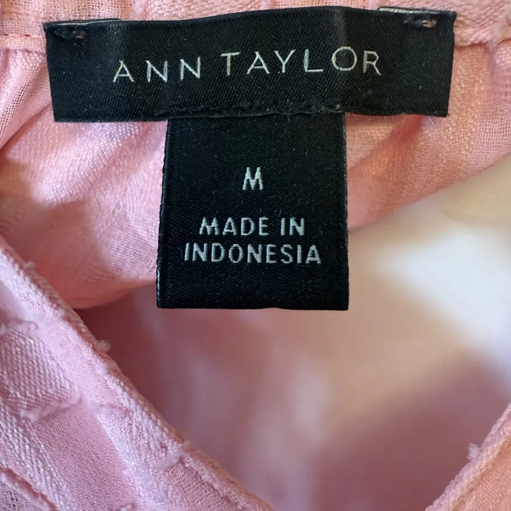 Ann Taylor Sleeveless V-Neck Sheer Pink Blouse Women’s Size Medium - Image 9