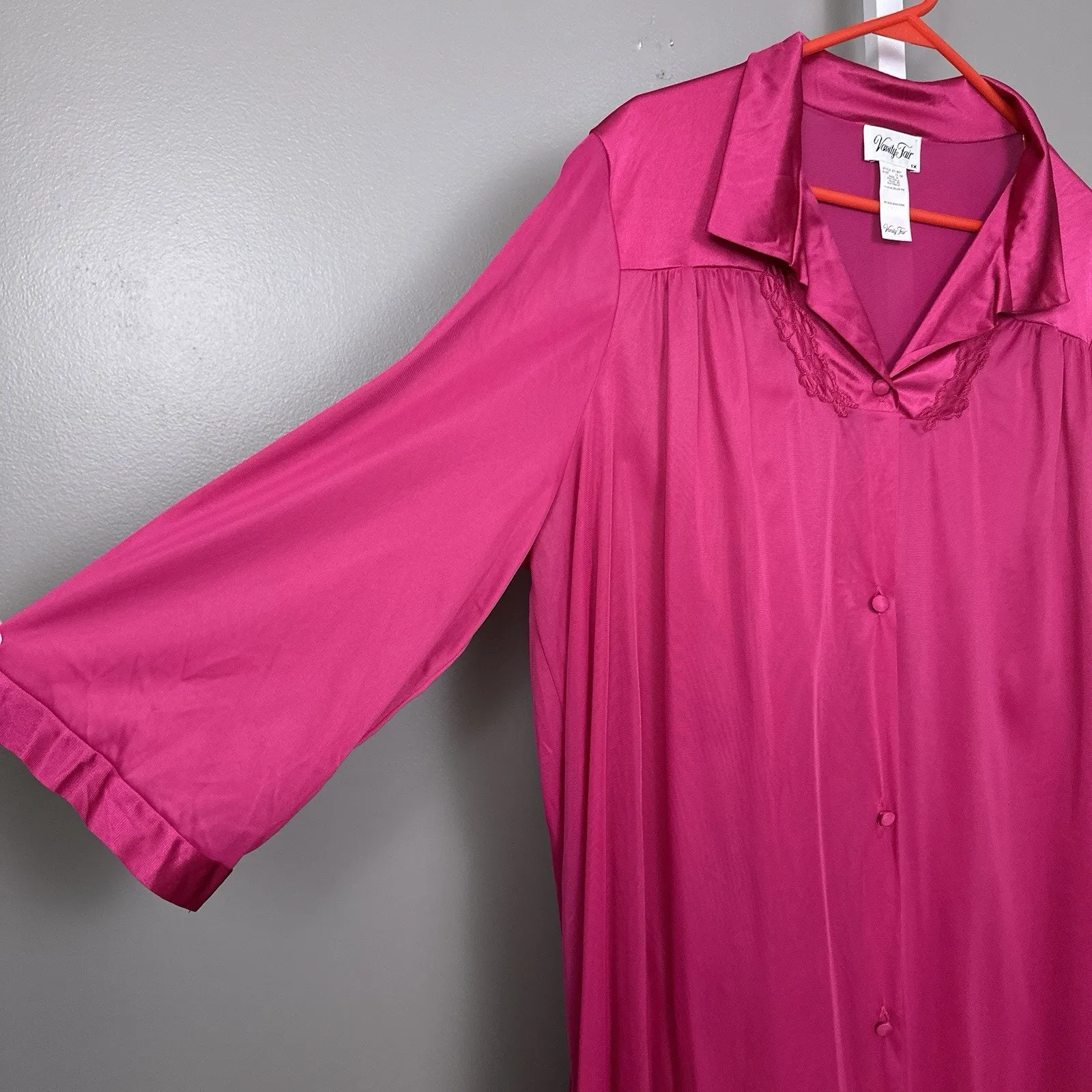 Vintage Vanity Fair Button Up Robe Housecoat Size 1X 31-807 Pink Nylon NOS New - Image 3