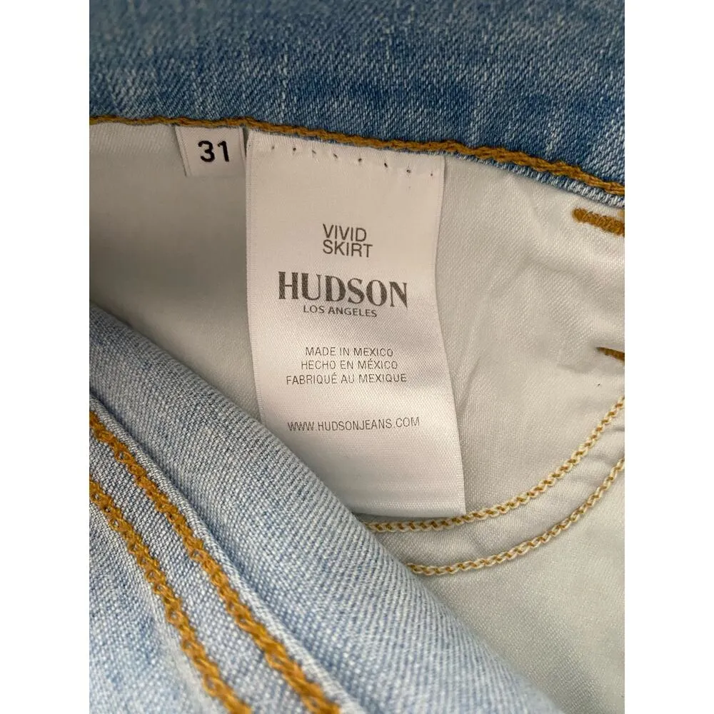 Hudson Vivid Skirt Mini Denim Jean 31 Raw Hem Light Wash Soft NWOT Classic - Image 9