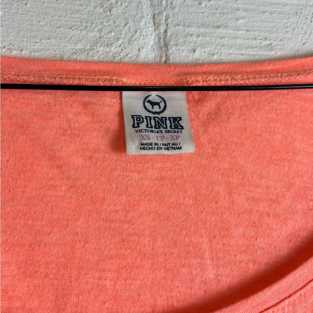 Pink Victoria’s Secret Neon Orange Woman’s Plain Basic Crop Top Shirt Size XS - Image 3