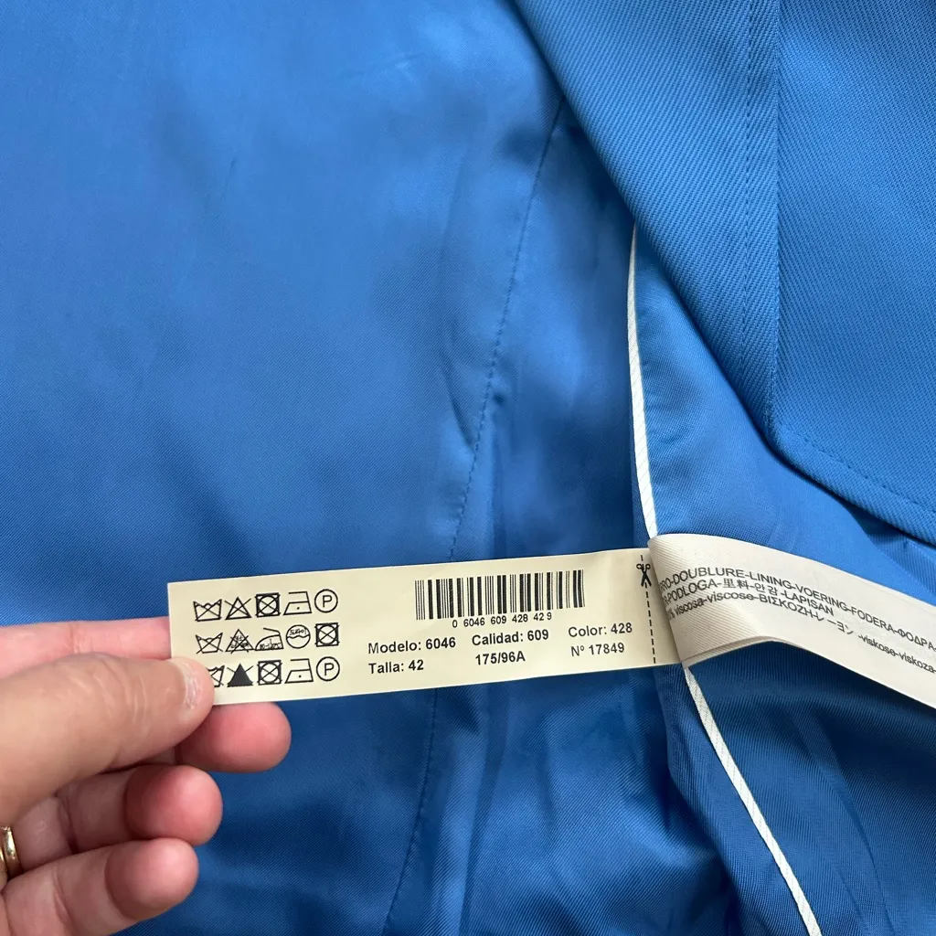 NWT Massimo Dutti Stonewashed Blue Biker Moto Jacket Size USA 10 Asymmetrical - Image 9