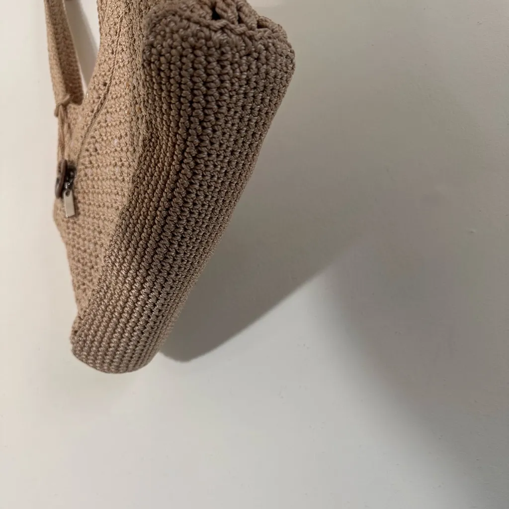 The Sak Leaf Crochet Sequin tan shoulder bag boho - Image 7