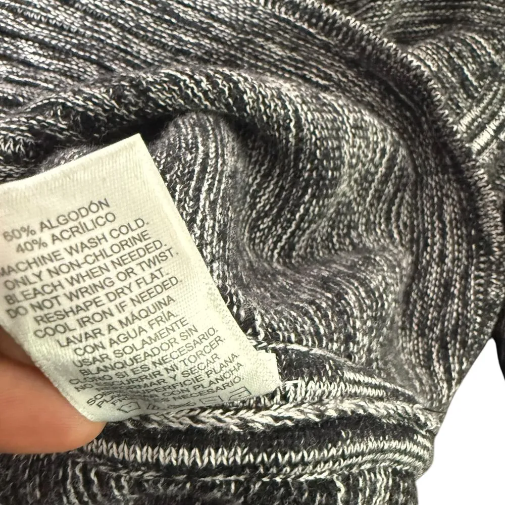 Ellen Tracy Gray Black Marled Knit Sweater V Neck Long Sleeve Pullover Size L - Image 7