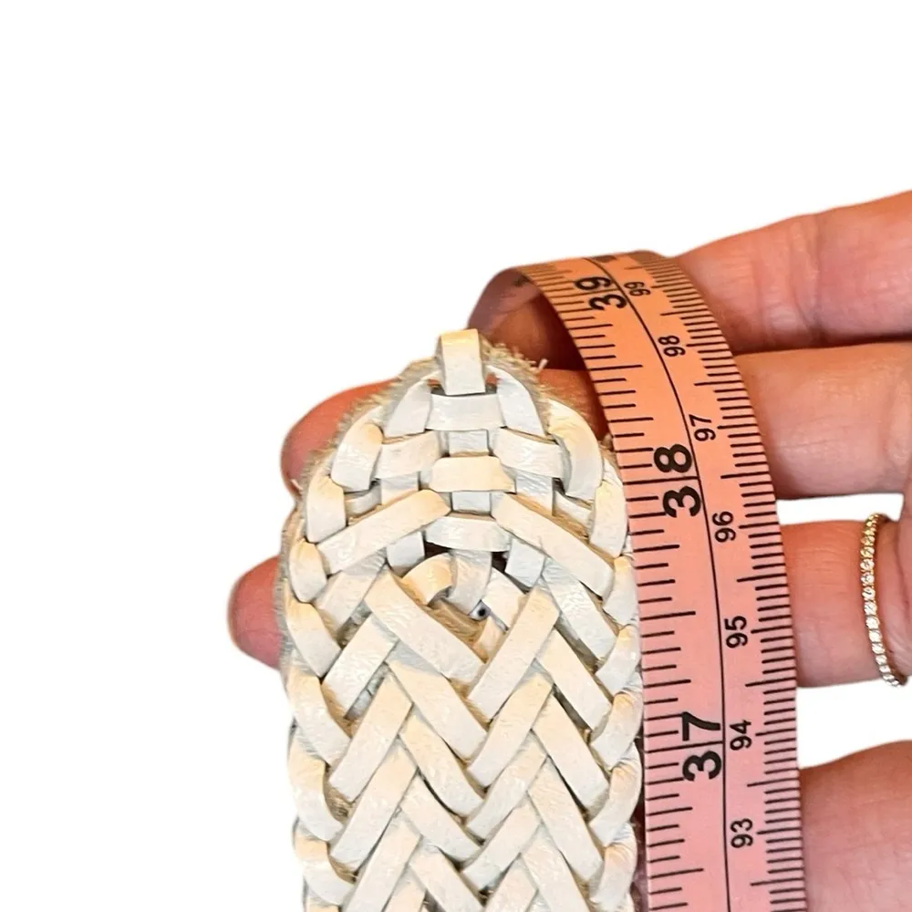 Leather white braided women’s belt India - Image 4