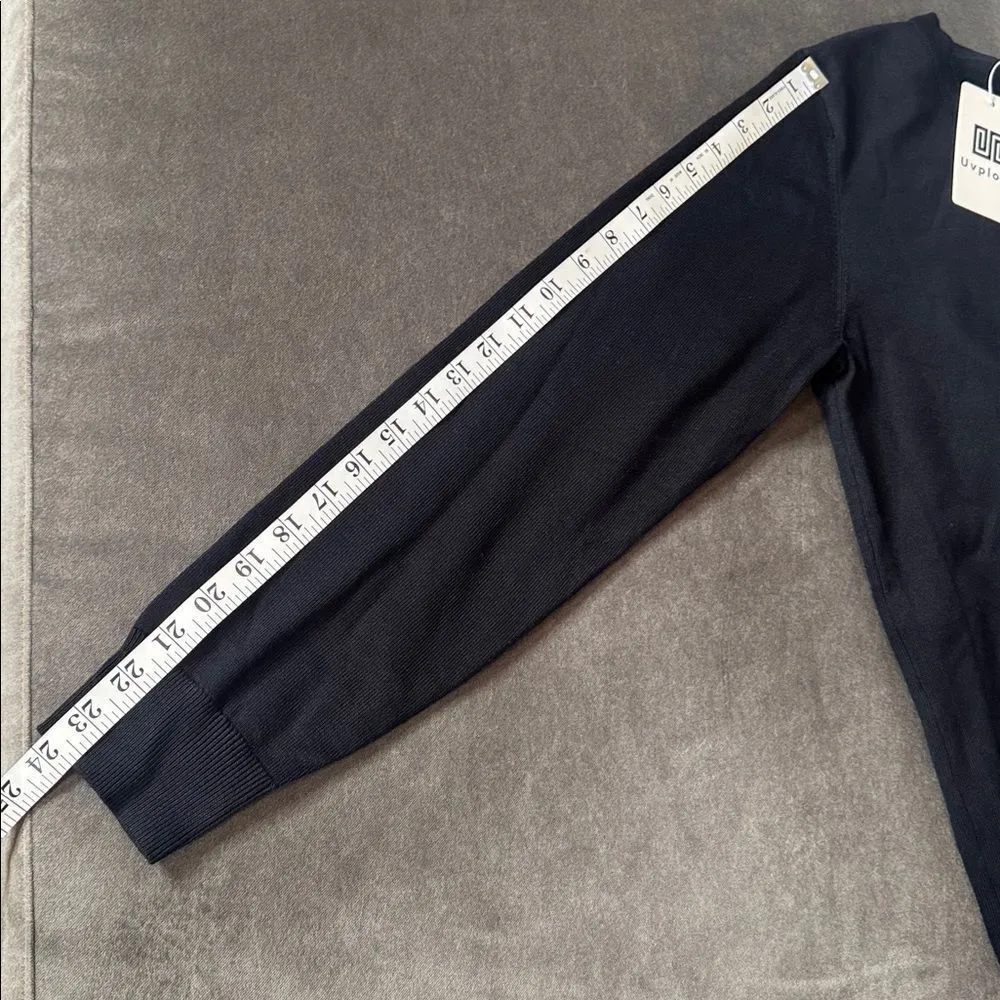 Women’s Black Knit Cardigan Sweater Round Neck Long Sleeve Size M (8 - Image 9