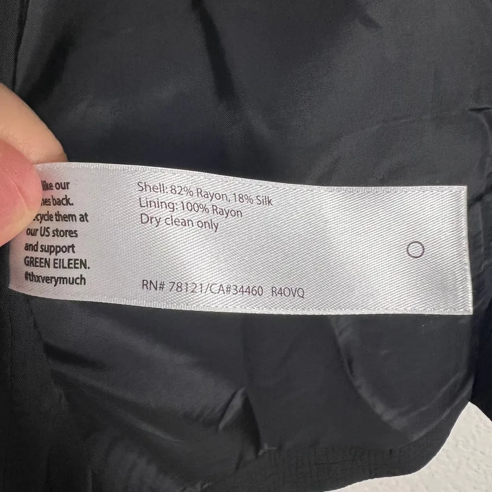 Eileen Fisher Black Silk Blend Crinkled Double Breasted Blazer Jacket 1X - Image 7