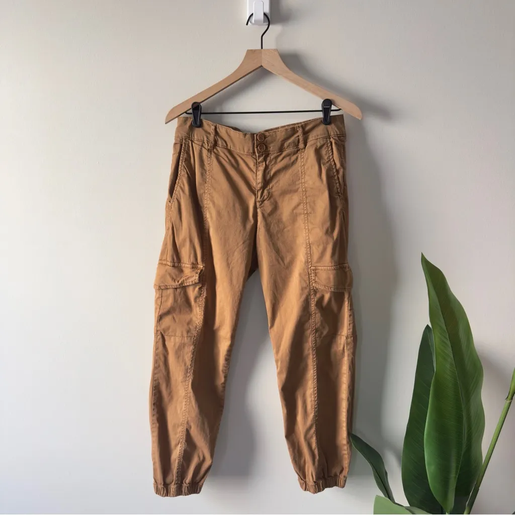Anthropologie Sanctuary Casual Tan Cargo Jogger Pants Cropped Y2K Capri Pockets - Image 3
