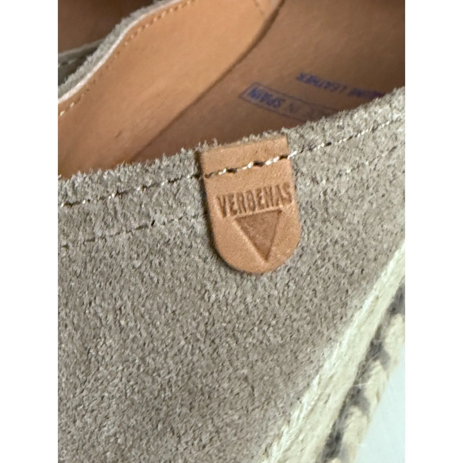 Verbenas Made in Spain Mamen Wedge Espadrilles in Stone Suede Womens 39/US7.5 Tan Size 7.5 - Image 11