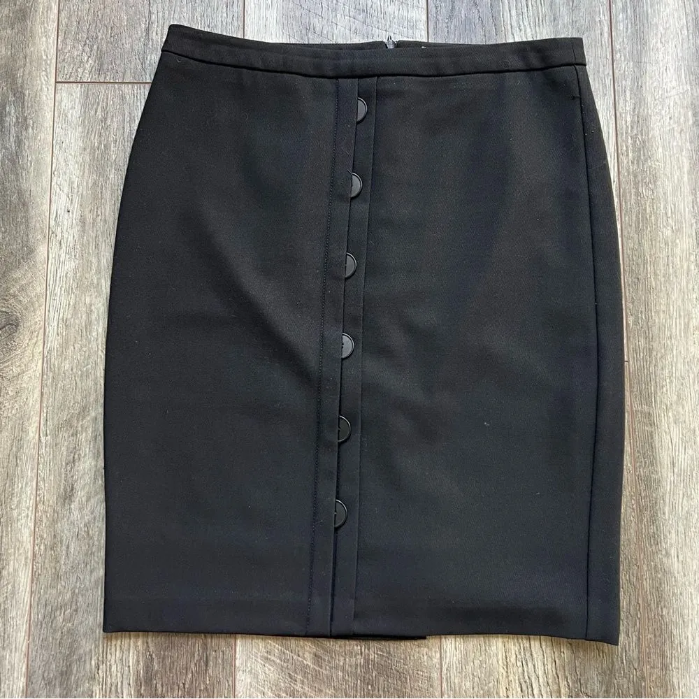 Trina Turk Button Front Black Pencil Skirt Size 6 - Image 5