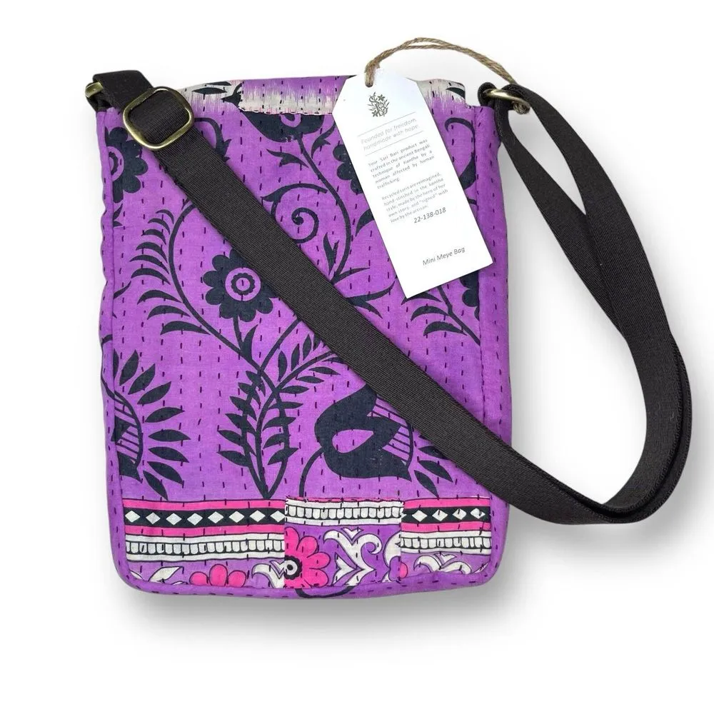 New Sari Bari Crossbody Satchel Bag | Vintage‎ Sari Purse | Handmade | India Pink - Image 2