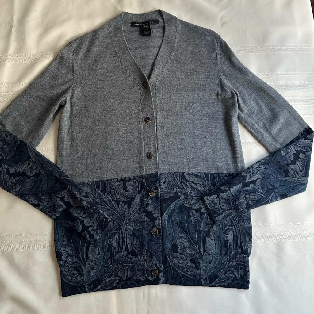 Marc By Marc Jacobs Heather Gray and Deep Blue Cardigan - Image 6