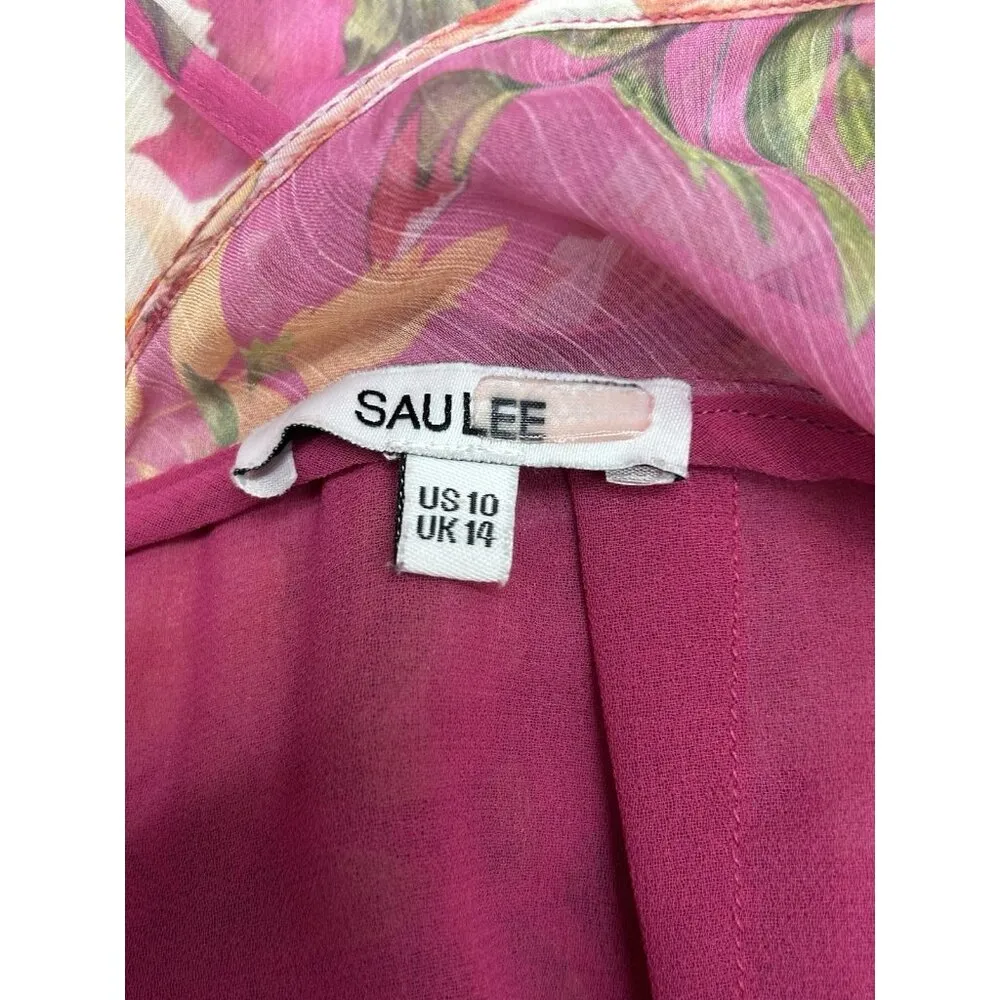 Sau Lee 10 Freida Silk Pink Floral Dress Party Wedding Event Summer Vacation - Image 9