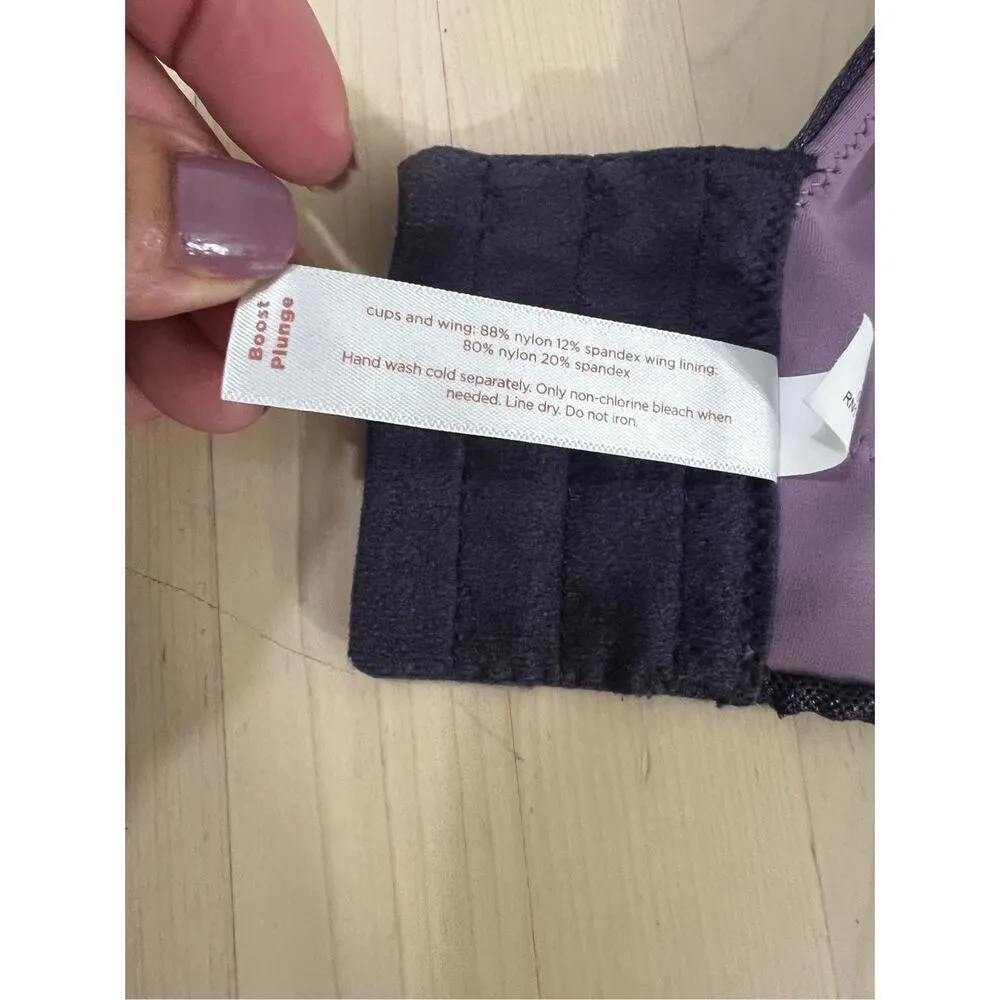 Cacique Lane Bryant Purple Boost Plunge Bra Plus Size 46DD Underwire Lingerie - Image 8