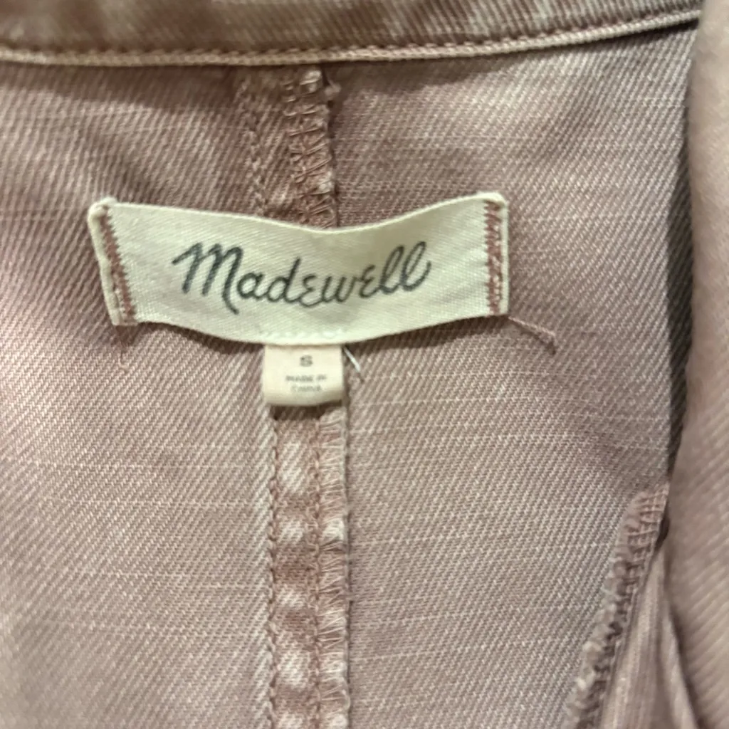 Madewell Long Sleeve Denim Jumpsuit in Dried Rosebud Utility Overalls, Sz S - Image 16