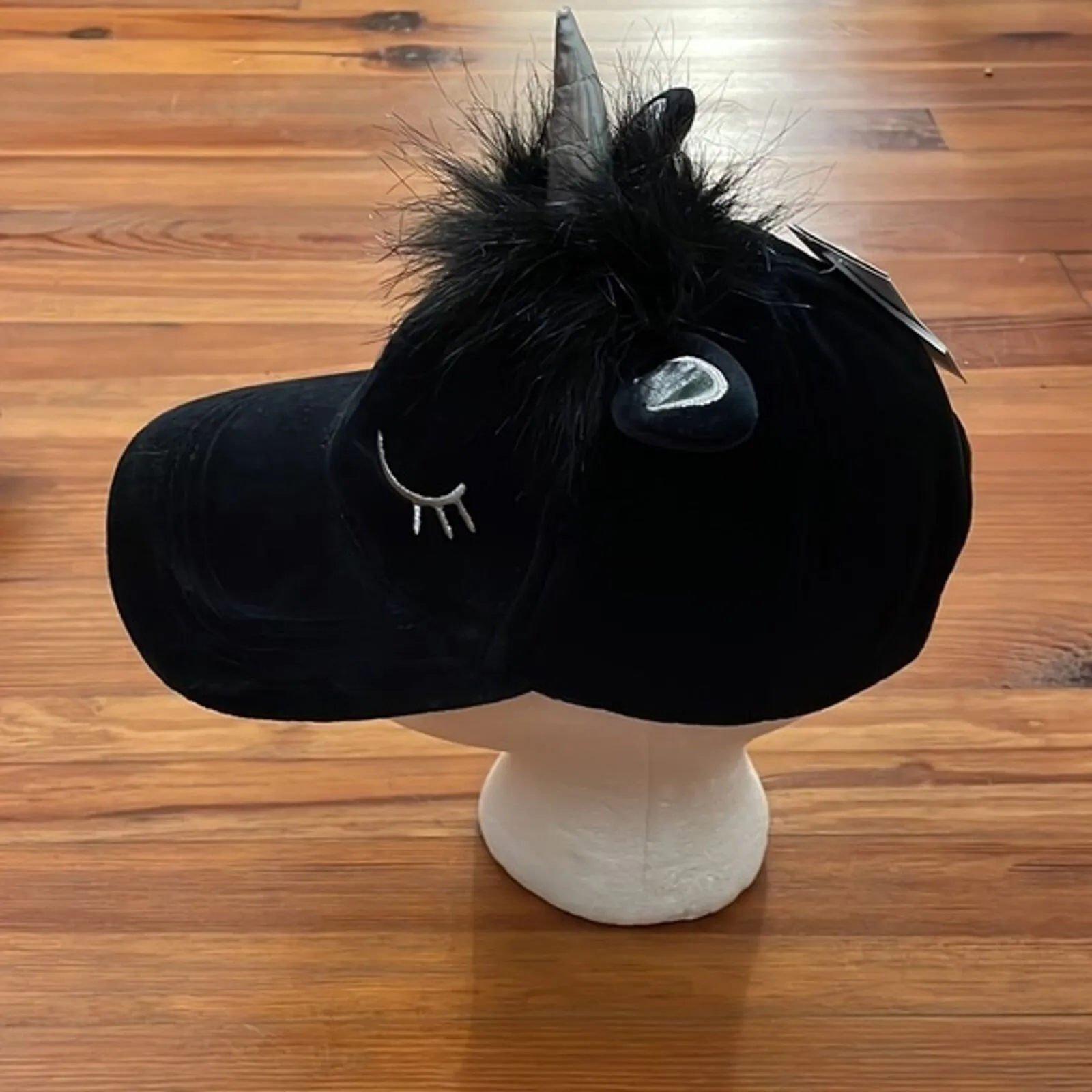 Spooky Streets Black Velour Unicorn Cap Hat OS NEW Halloween Costume Dress - Image 2