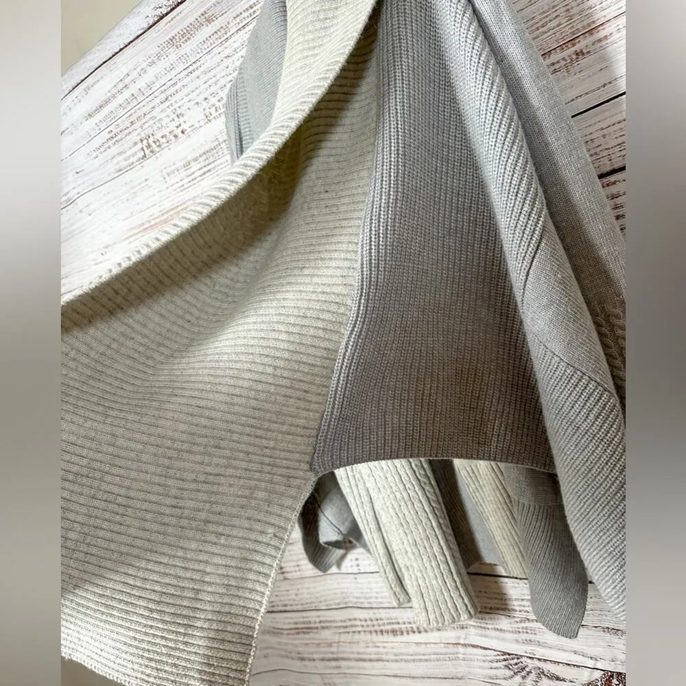 Fate Please Yourself Gray and Cream Open Shawl Chunky Cardigan, EUC, Small - Image 10