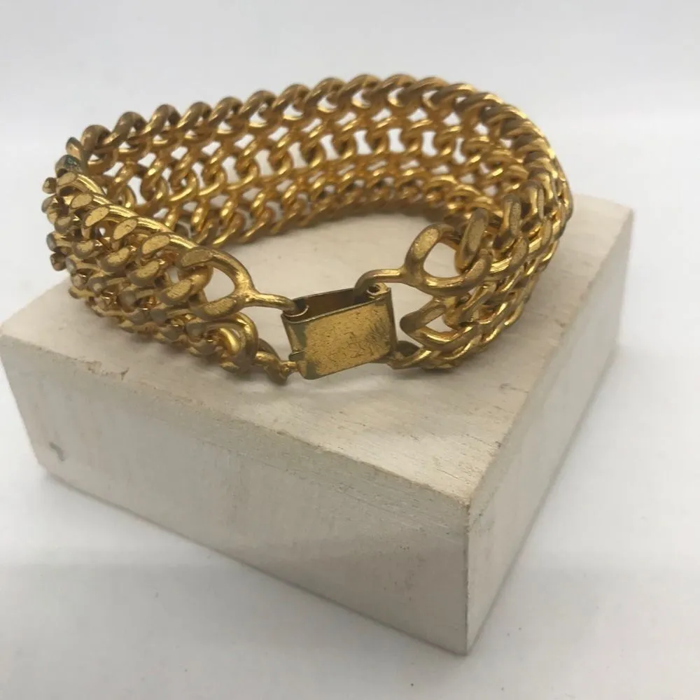 Chunky Gold Chain Statement Bracelet Vintage 1960s Jewelry - Image 14